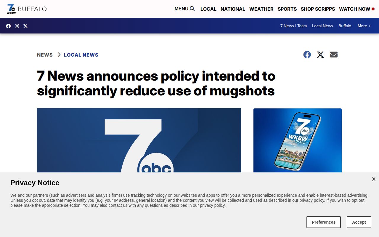 WKBW policy page about Erie County crime news mugshot photo choices