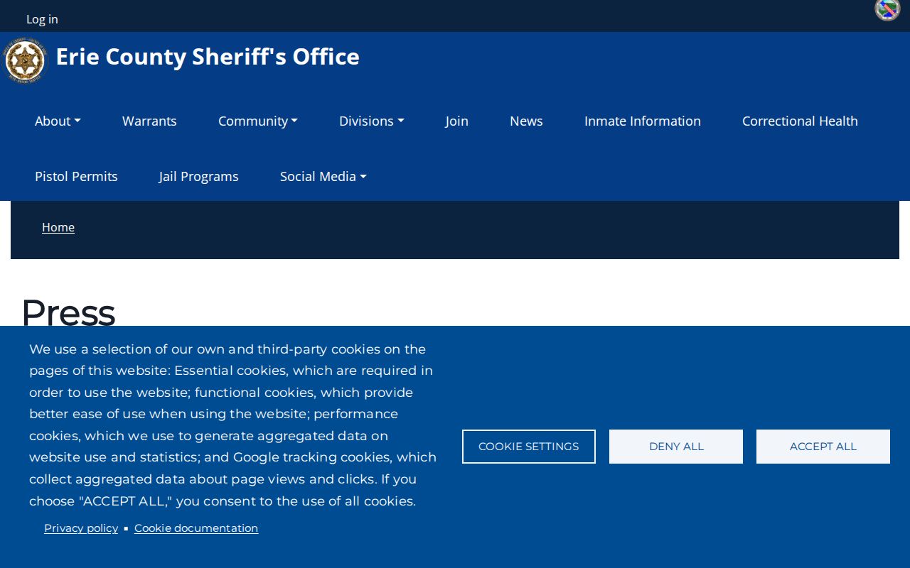 Erie County Sheriff selected arrest news record archive