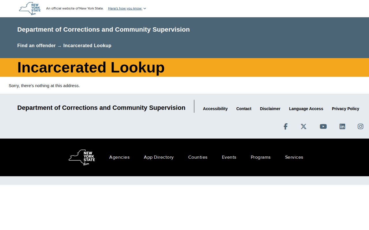 Erie County state custody record lookup through New York DOCCS